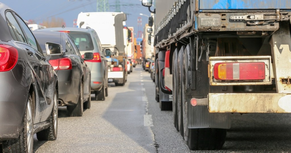 diesel prices; trucks in traffic